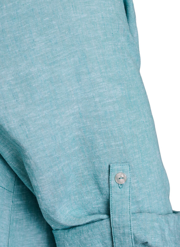 Tunika i linne och viskos med A-linjeform, Gr&ouml;n, Packshot image number 3