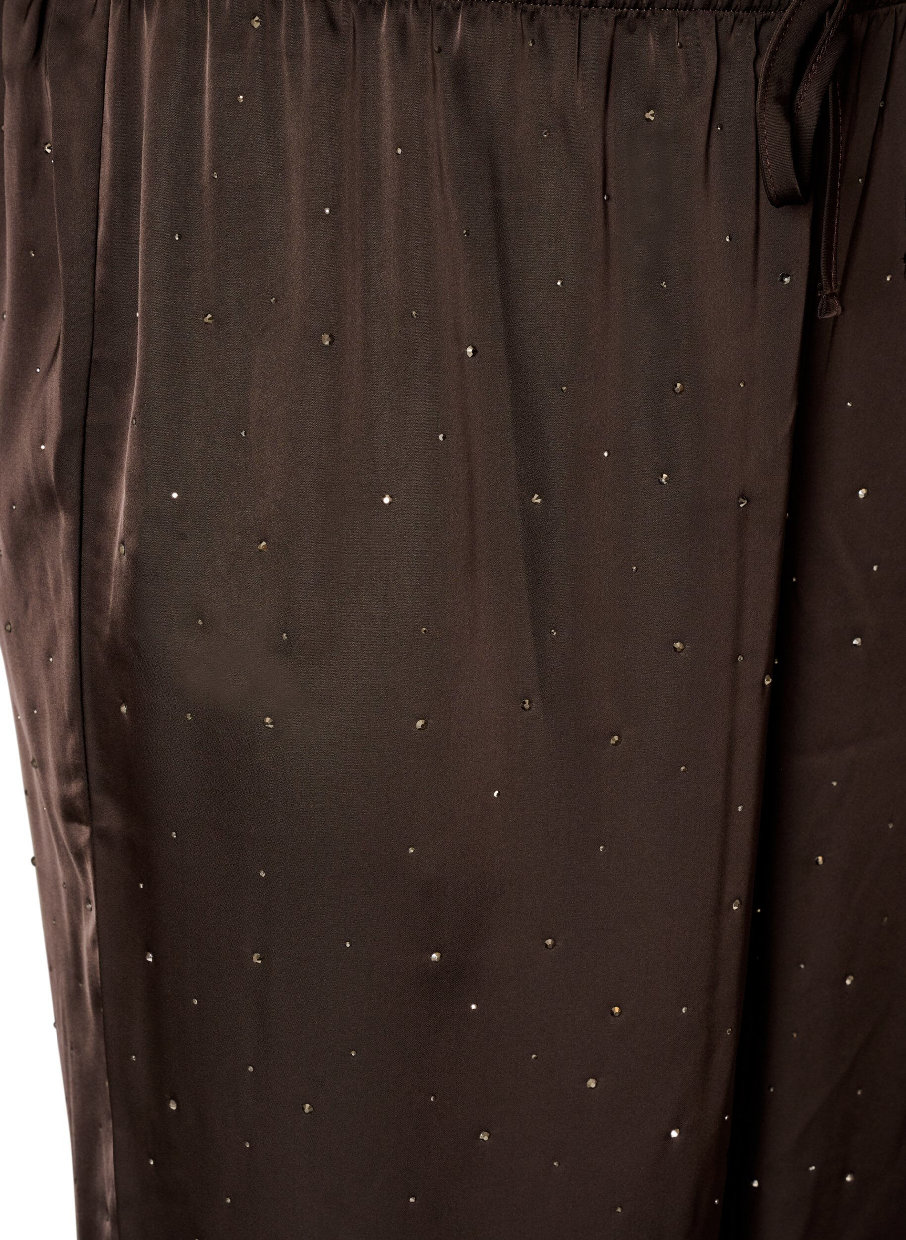 ZizziBallongbyxor i satin med strass, Brun, Packshot image number 2