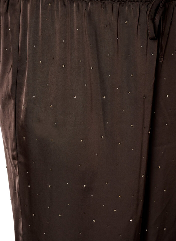Ballongbyxor i satin med strass, Brun, Packshot image number 2