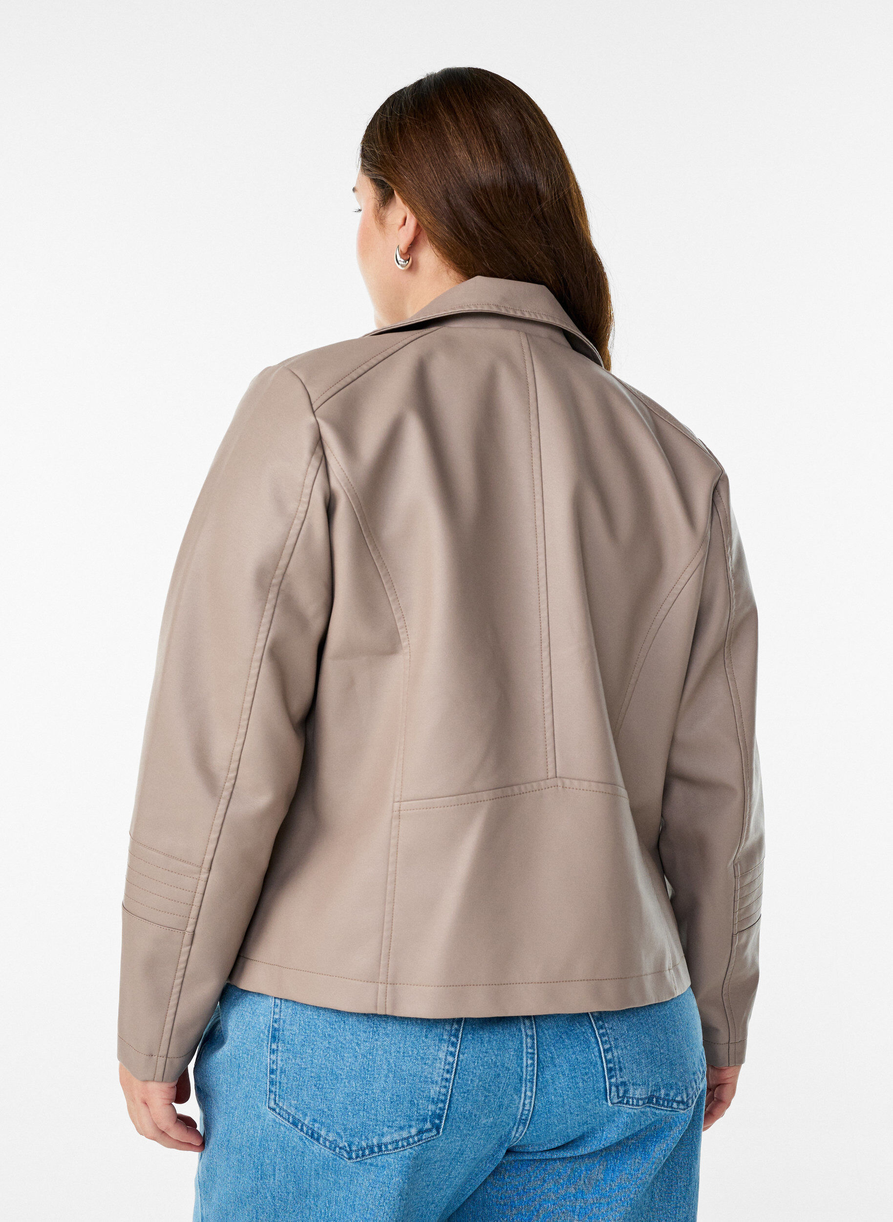 ZizziBikerjacka i l&auml;derimitation, Beige, Model image number 2
