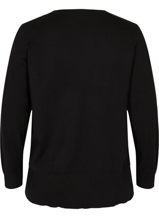 Långärmad tröja med ribb och slits, Black, Packshot image number 1