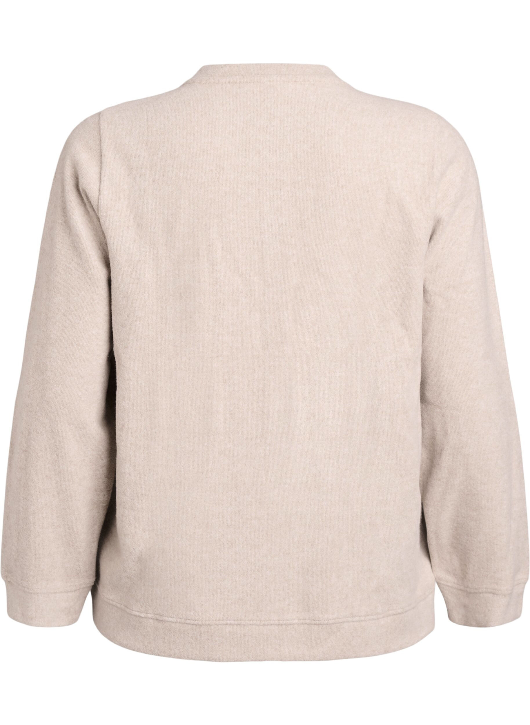 Zizzi Cardigan i jersey med rund halsringning och knappar, Beige, Packshot image number 1