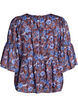 Blommig blus med volang&auml;rmar, Brun, Packshot image number 1