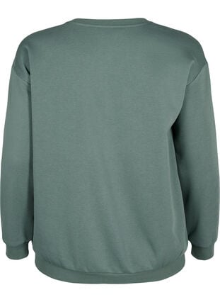 Sweatshirt med frottétext, Duck Green, Packshot image number 1