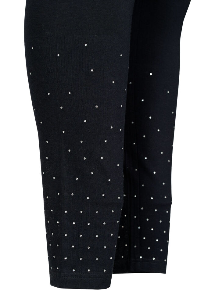 Leggings i viskos med strass, Black, Packshot image number 3