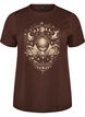 T-shirt i bomull med tryck framtill, Brun, Packshot image number 0