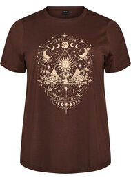 T-shirt i bomull med tryck framtill, Brun