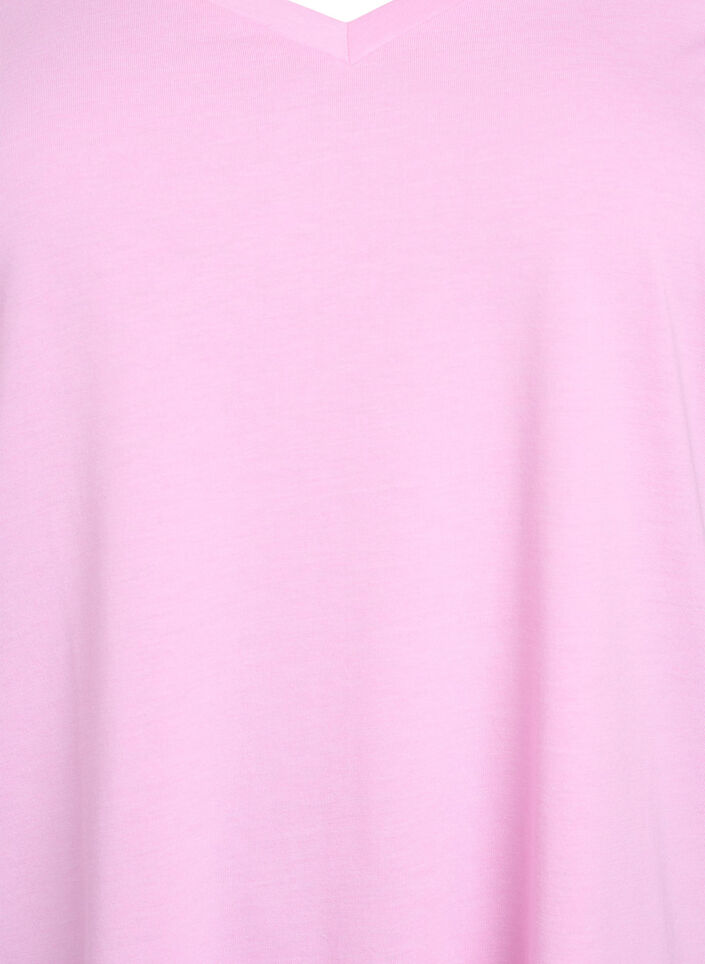 Kort&auml;rmad t-shirt med v-hals, Rosa, Packshot image number 2