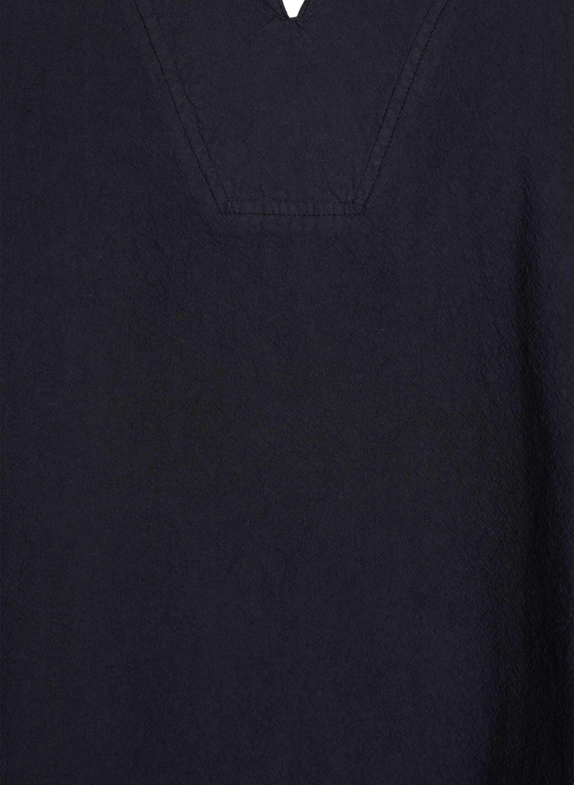 Zizzi L&ouml;s blus med krage och halvl&aring;nga &auml;rmar, Svart, Packshot image number 2