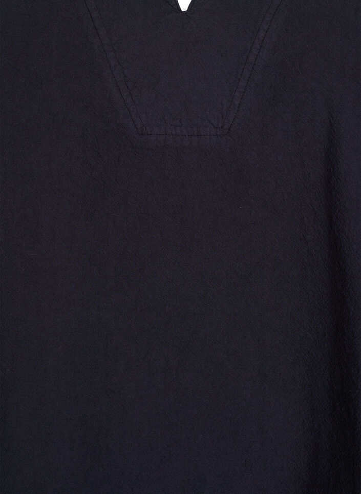 Lös blus med krage och halvlånga ärmar, Svart, Packshot image number 2