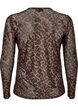 Blus i mesh med m&ouml;nster, Brun, Packshot image number 1