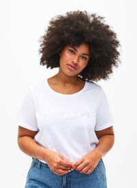 T-shirt med strass, B.White W.Rhinestone, Model
