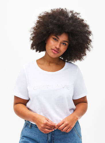 T-shirt med strass, B.White W.Rhinestone, Model image number 0
