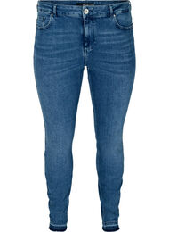 Super slim Amy jeans med råa kanter, Blue denim