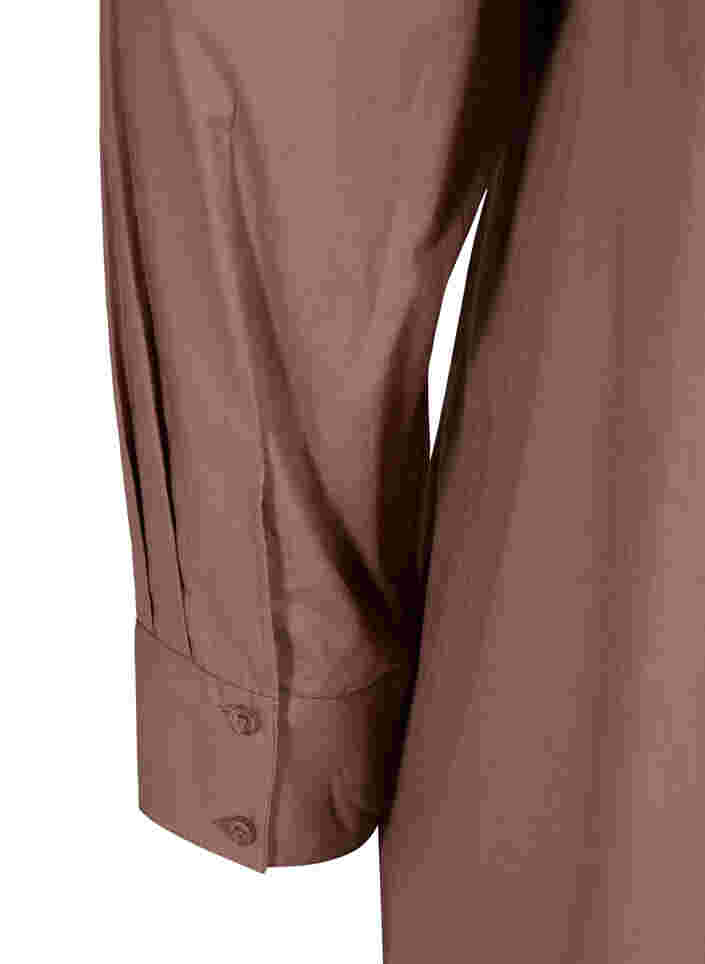 Lång skjorta i bomull med stor krage, Deep Taupe, Packshot image number 3