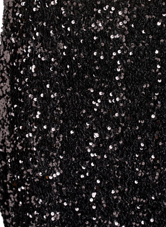 Kort paljettkjol med resår i midjan, Svart, Packshot image number 2