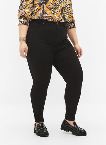 Bea jeans med super slim fit och extra hög midja, Black, Model image number 2