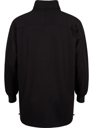 Lång sweatshirt med ficka och dragkedja, Black, Packshot image number 1