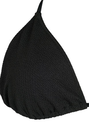 Trekantsbikini-bh med crepe-struktur, Black, Packshot image number 2