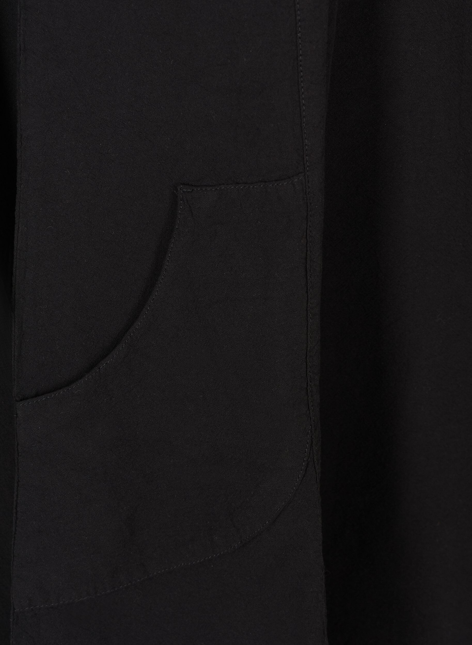 ZizziKort&auml;rmad kl&auml;nning i bomull, Svart, Packshot image number 3