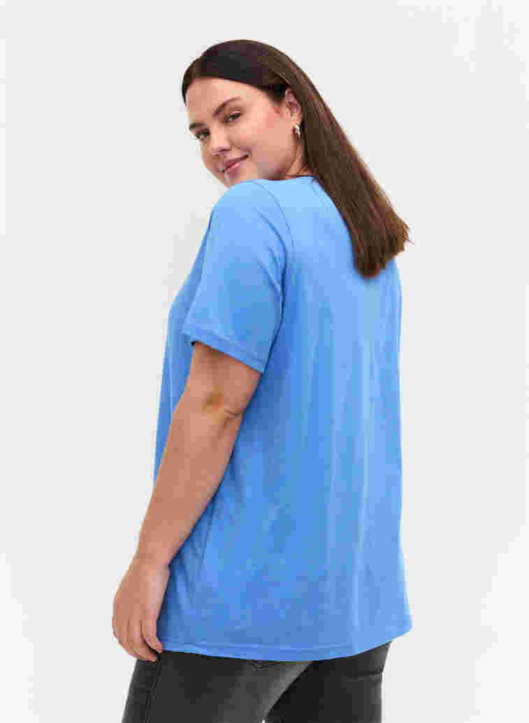 T-shirt i ekologisk bomull med v-ringning, Ultramarine, Model image number 1