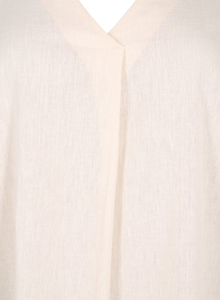 Kaftanklänning i bomulls- och linneblandning, Beige, Packshot image number 2