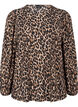 Blus med l&aring;nga &auml;rmar och leopardm&ouml;nster, Brun, Packshot image number 0