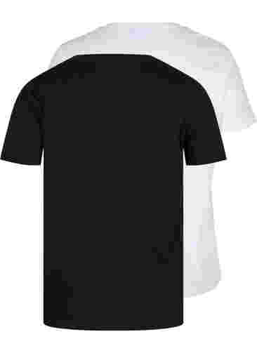 2-pack t-shirt i bomull, Black/B White, Packshot image number 1