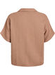 Blus i bomullsmuslin med korta &auml;rmar, Brun, Packshot image number 1