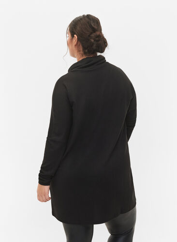 Tunika med långa ärmar och hög krage, Black, Model image number 1