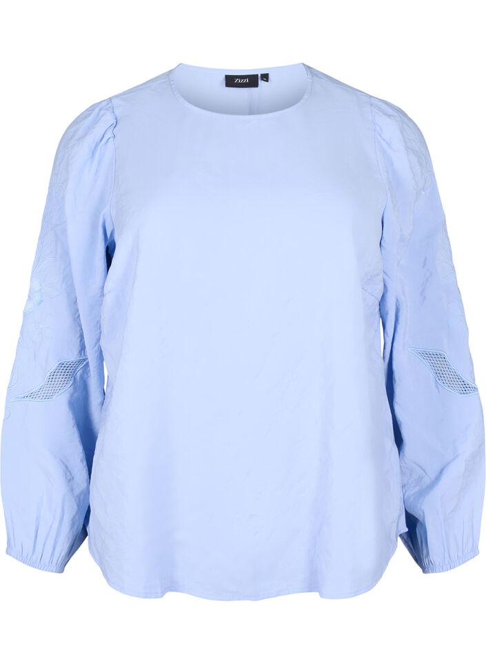 Blus i TENCEL™ Modal med broderidetaljer, Serenity, Packshot image number 0