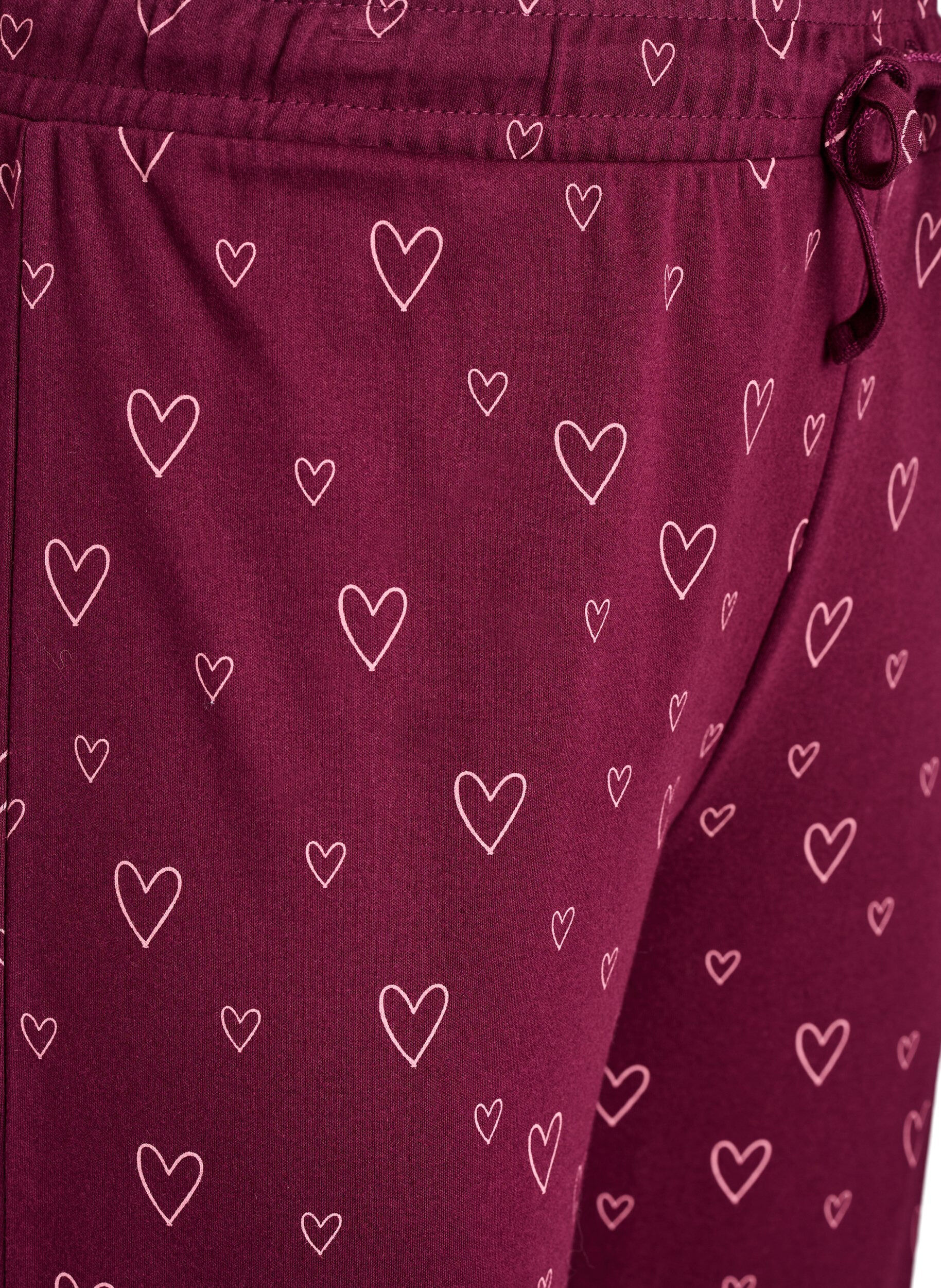 Zizzi Pyjamasbyxor i bomull med h&ouml;g midja, M&ouml;rk Bordeaux, Packshot image number 2