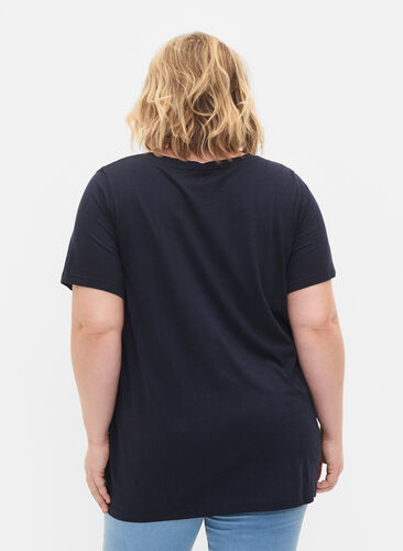 A-linjeskuren t-shirt med korta ärmar, Navy Blazer, Model image number 1