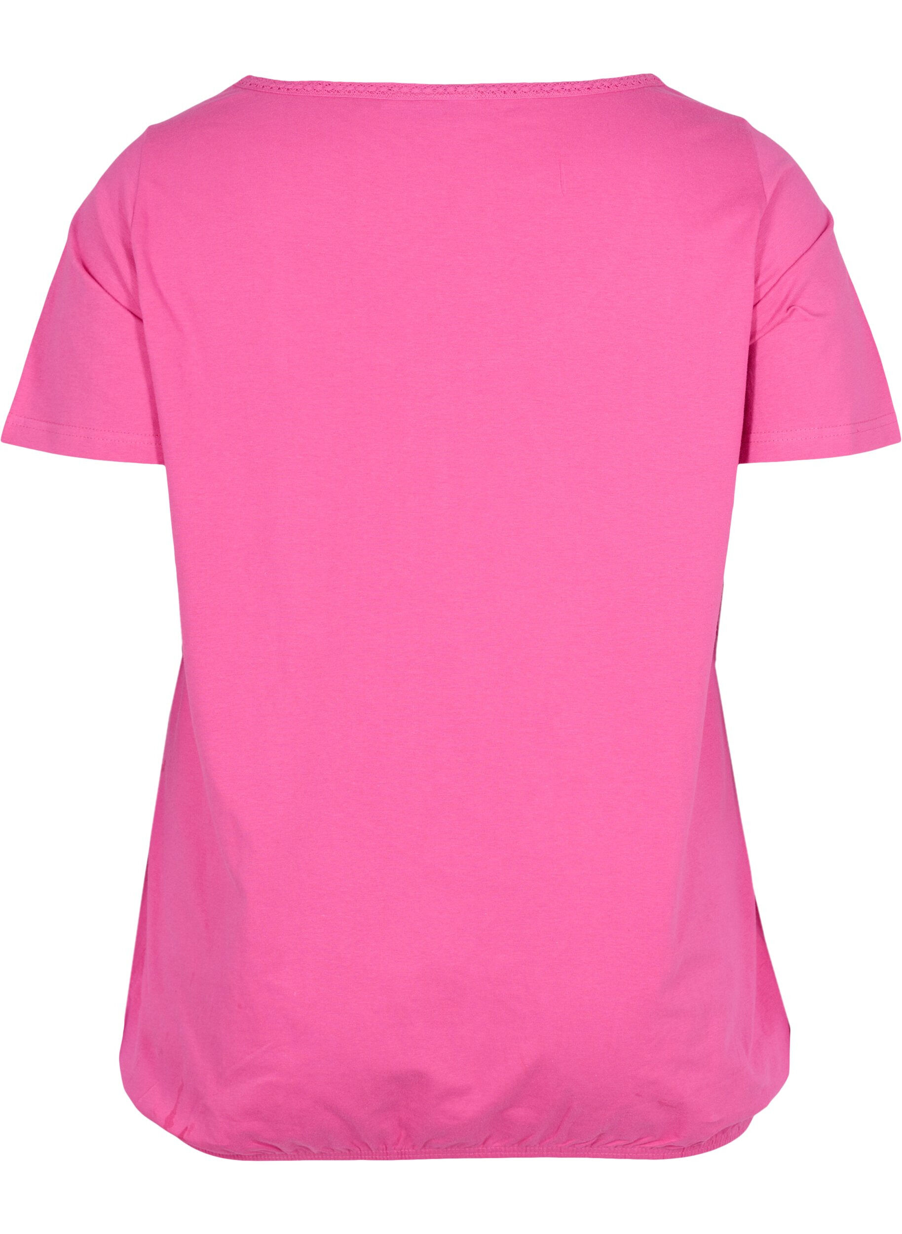 Zizzi T-shirt i bomull med korta &auml;rmar, Raspberry Rose, Packshot image number 1