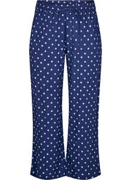 L&ouml;st sittande byxor i bomullsmuslin med prickar, Bl&aring;