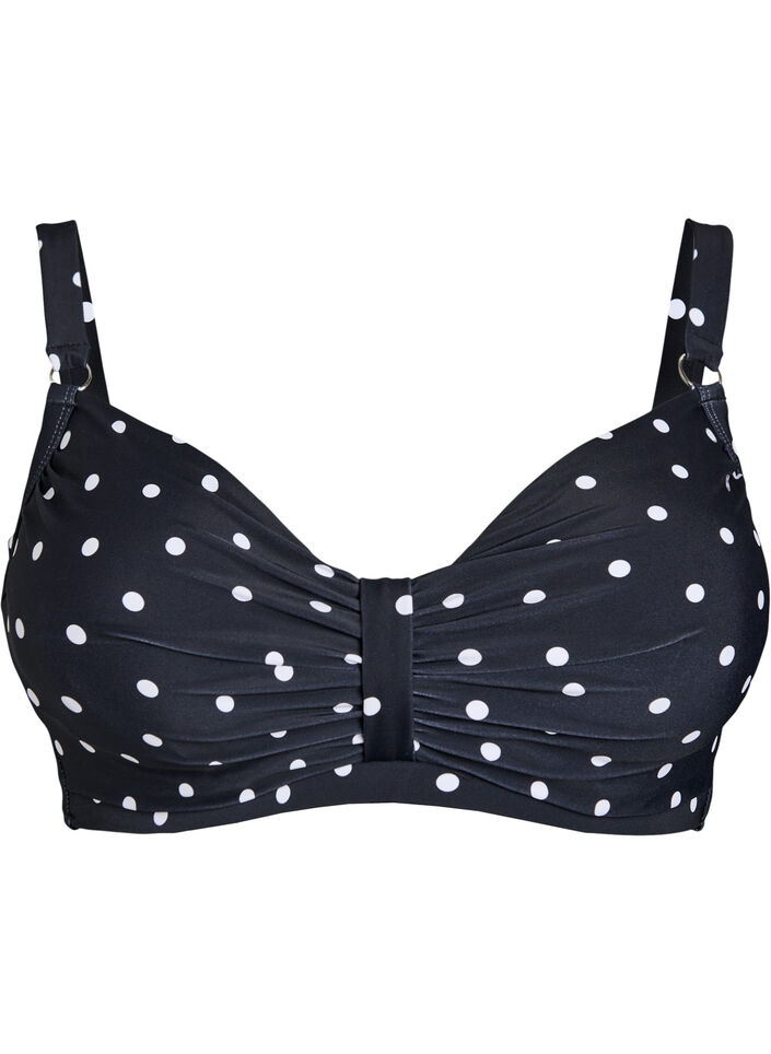 Bikinitopp med bygel och m&ouml;nster, Svart, Packshot image number 0
