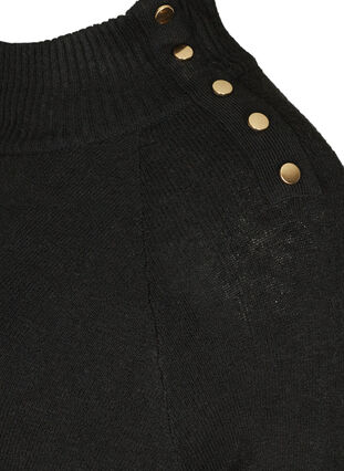 Stickad poncho med knappdetaljer, Black, Packshot image number 3