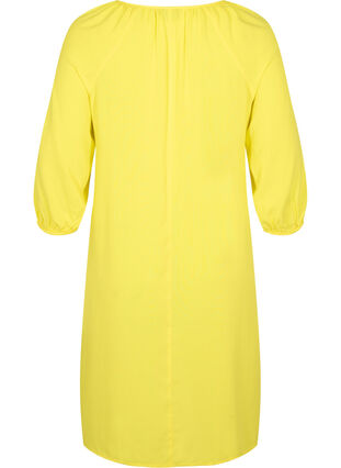 Viskosklänning med v-ringning, Blazing Yellow, Packshot image number 1