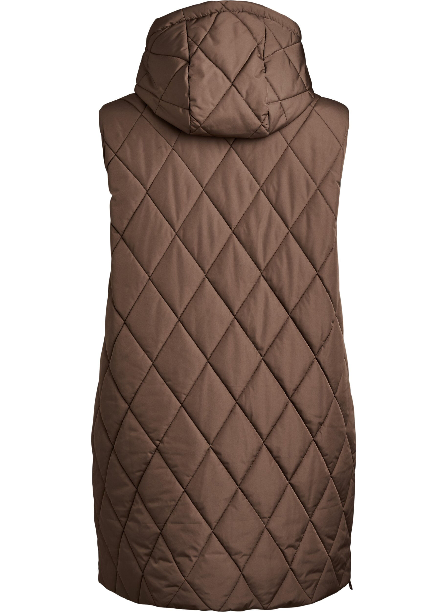 ZizziMedell&aring;ng quiltad v&auml;st med huva, Brun, Packshot image number 1