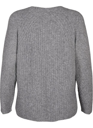 Stickad tröja med slits, Light Grey Melange, Packshot image number 1