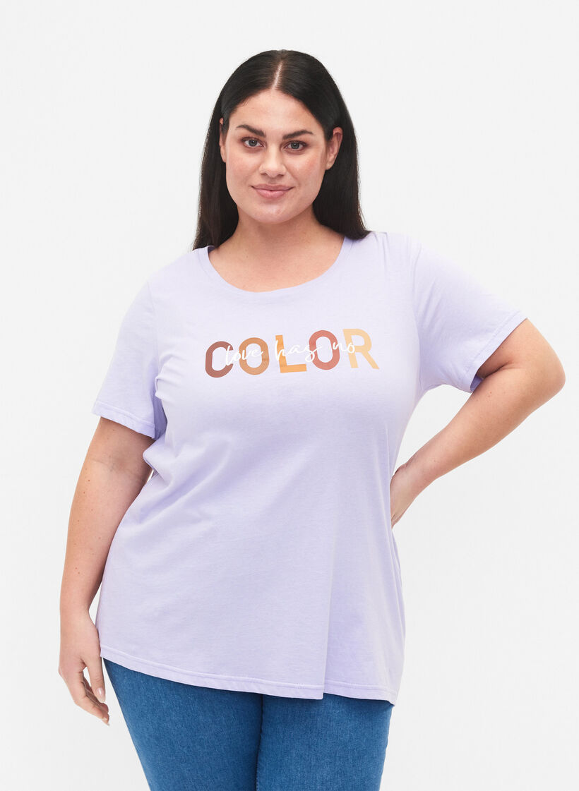 T-shirt i bomull med tryck, Lavender COLOR, Model image number 0