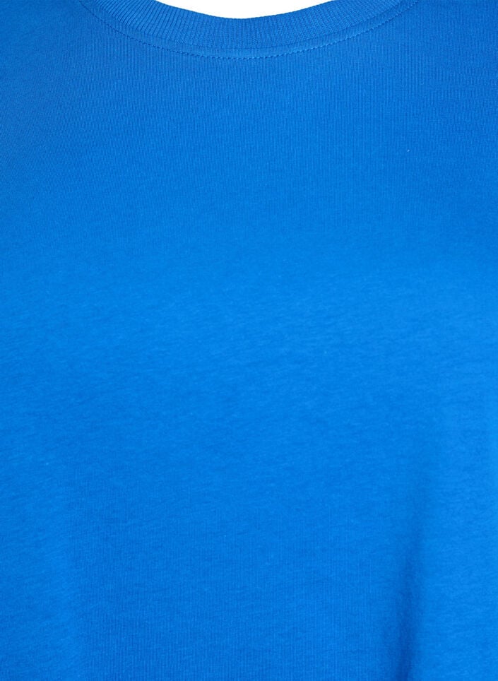Enkel t-shirt i bomull med rund halsringning, Bl&aring;, Packshot image number 2