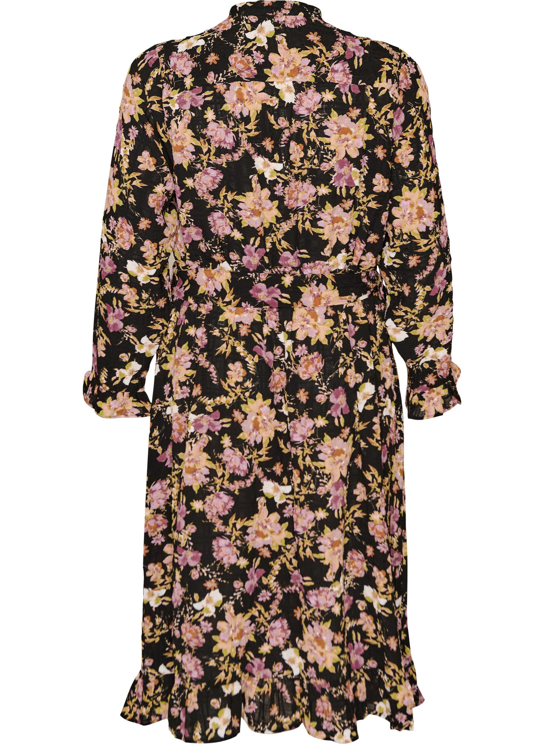 ZizziMidikl&auml;nning med blomm&ouml;nster och avtagbart knytsk&auml;rp, Svart, Packshot image number 1