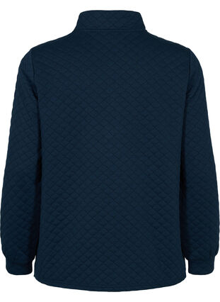 Quiltad sweatshirt med dragkedja, Navy Blazer, Packshot image number 1
