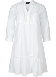 A-linjeformad klänning i bomull, Bright White