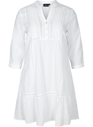 A-linjeformad klänning i bomull, Bright White, Packshot image number 0