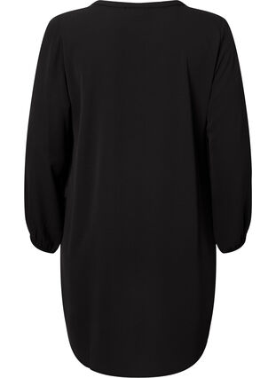 Långärmad klänning med v-ringning, Black, Packshot image number 1