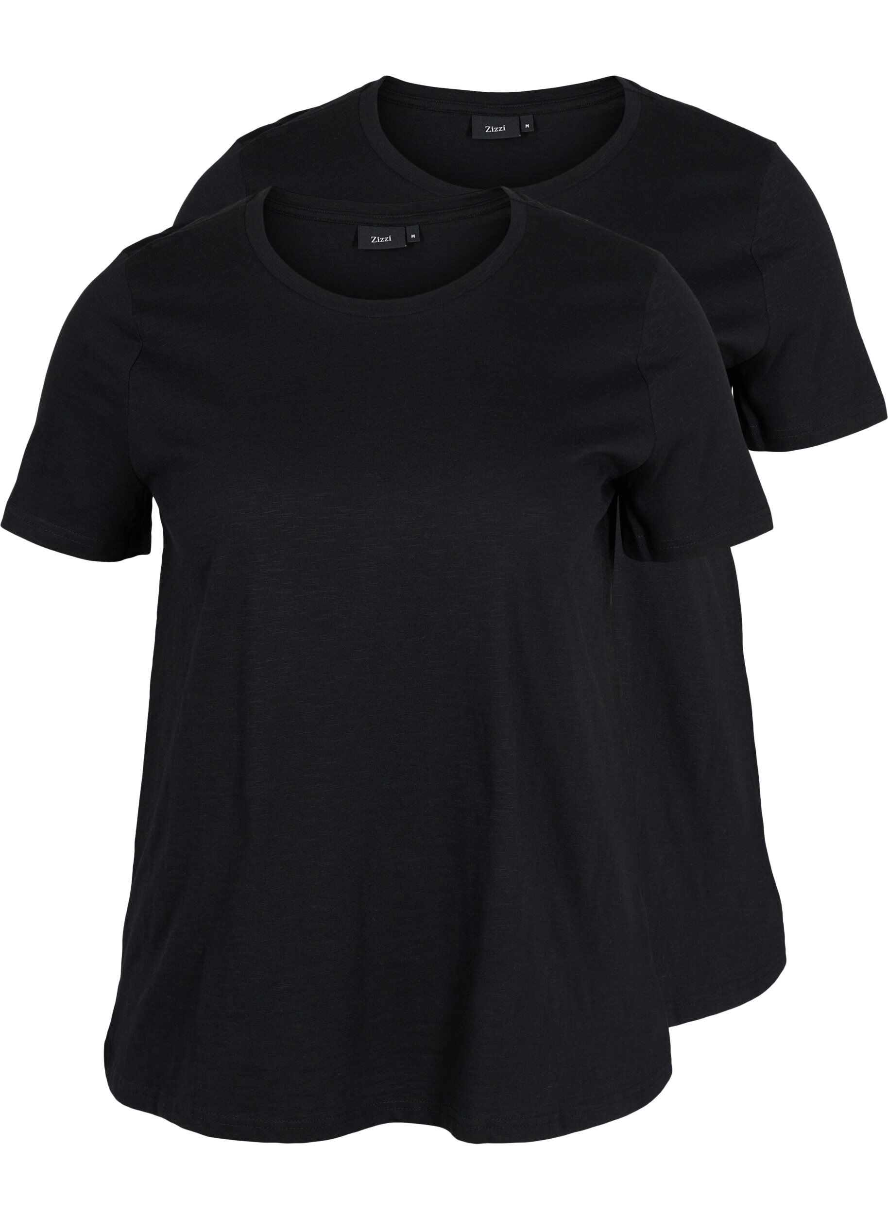 Zizzi 2-pack t-shirt i bomull, Black/Black, Packshot image number 0