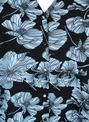 Skjortblus med V-ringning och tryck, Black B. Flower AOP, Packshot image number 2