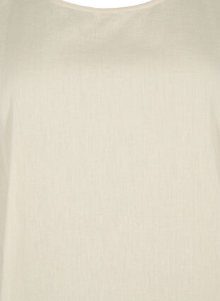 Kortärmad blus i bomullsmix med linne, Sandshell, Packshot image number 2